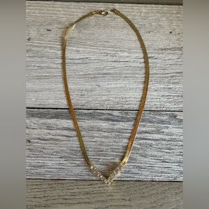 Elegant Gold Filled Necklace with Simulated Diamond Accents